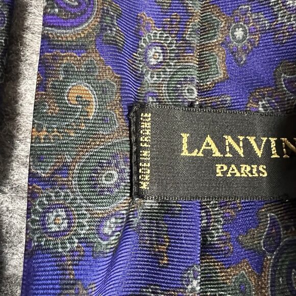 Vintage Lanvin Men's Silk Tie Necktie Purple Paisley Pattern - Picture 4 of 6